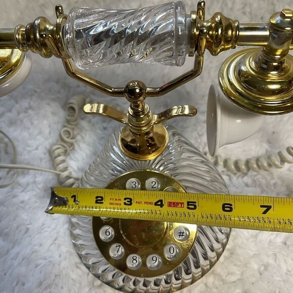 Hentak Limited Vintage crystal look phone, Rotary telephone, Gold &Clear . - Picture 12 of 13